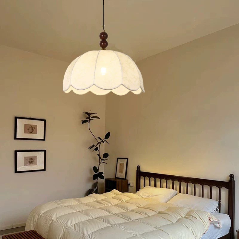 全铜复古风法式卧室布艺吊灯中古餐厅吧台南洋P实木浪漫房间主灯