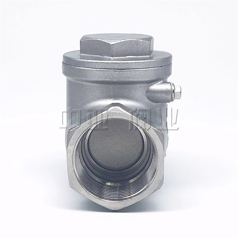 304不锈钢止回阀H14旋启w立卧式软密封单向逆止阀真空水泵水管4分