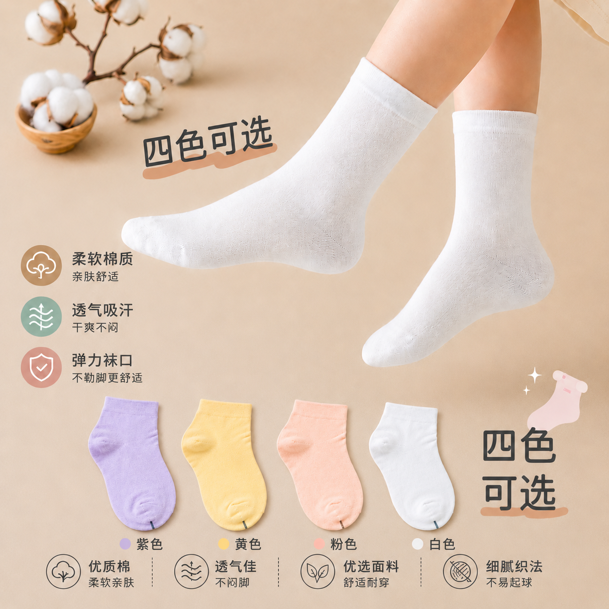 袜子女款短袜纯棉夏季薄款防滑不掉跟2026新款爆款防脚气防臭短袜