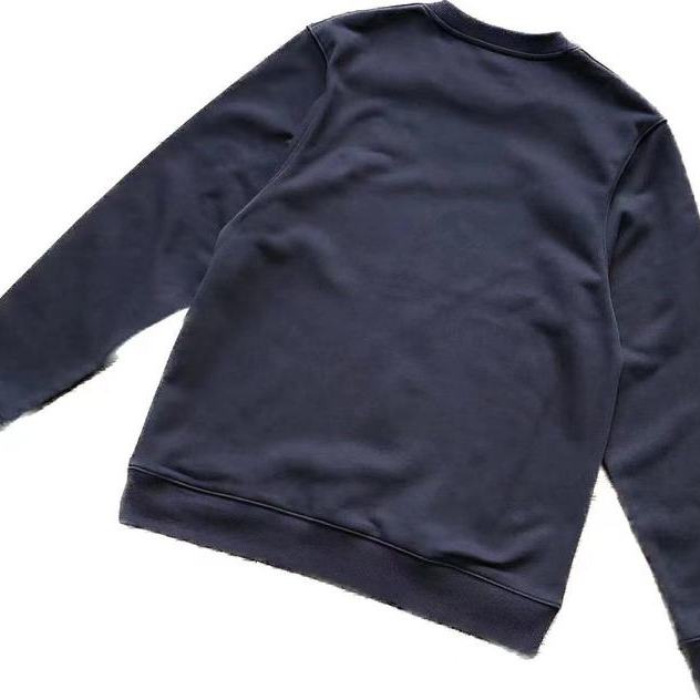 thumbnail for Front Pure Linen Fabric Buddha-Style String Tie Navy Blue Sweatshirt 22092178