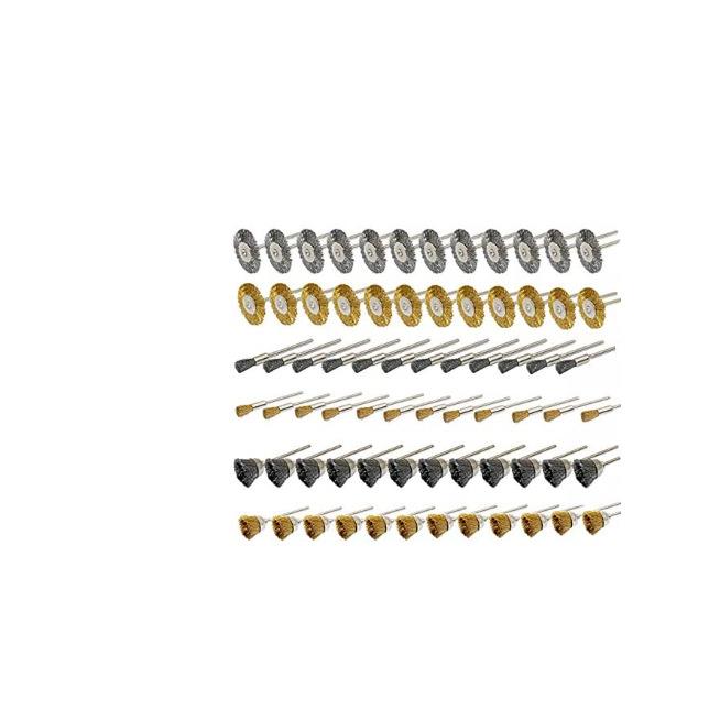 电磨配件 72PC/件铜丝钢丝刷 3.0除锈去尘 打磨迷你小毛刷碗型
