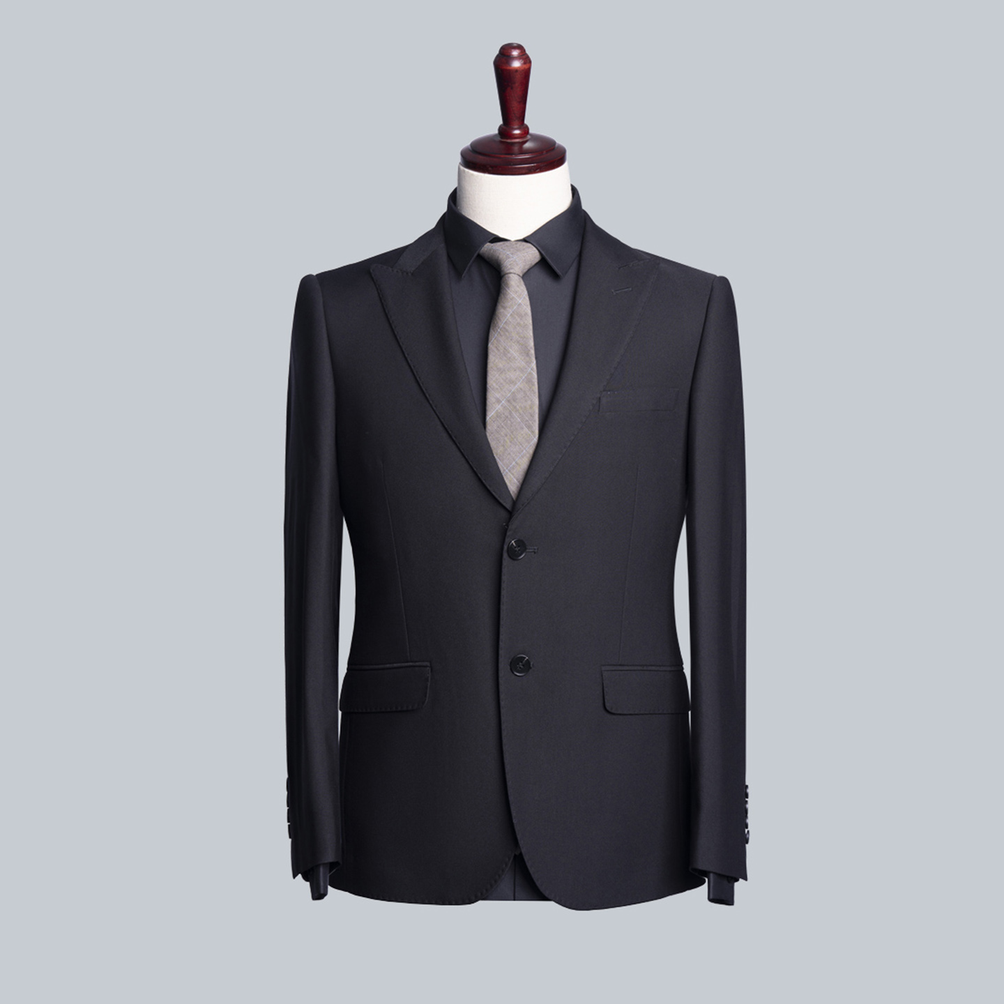 商务风男士黑色西服套装职业修身两粒扣上班西装工作服高级感LQ