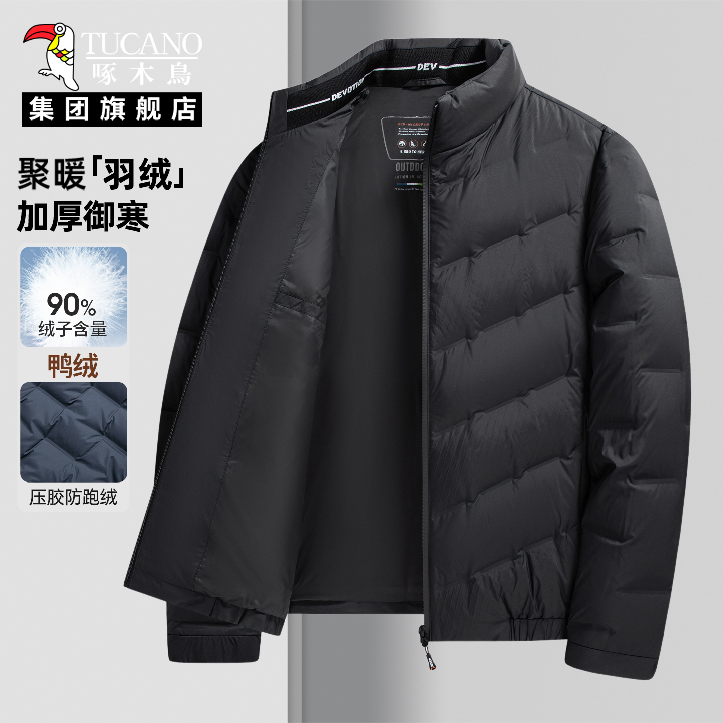 啄木鸟立领羽绒服男加厚保暖