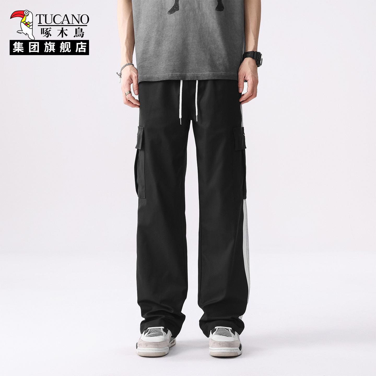 啄木鸟工装裤青年男士抽绳多口袋