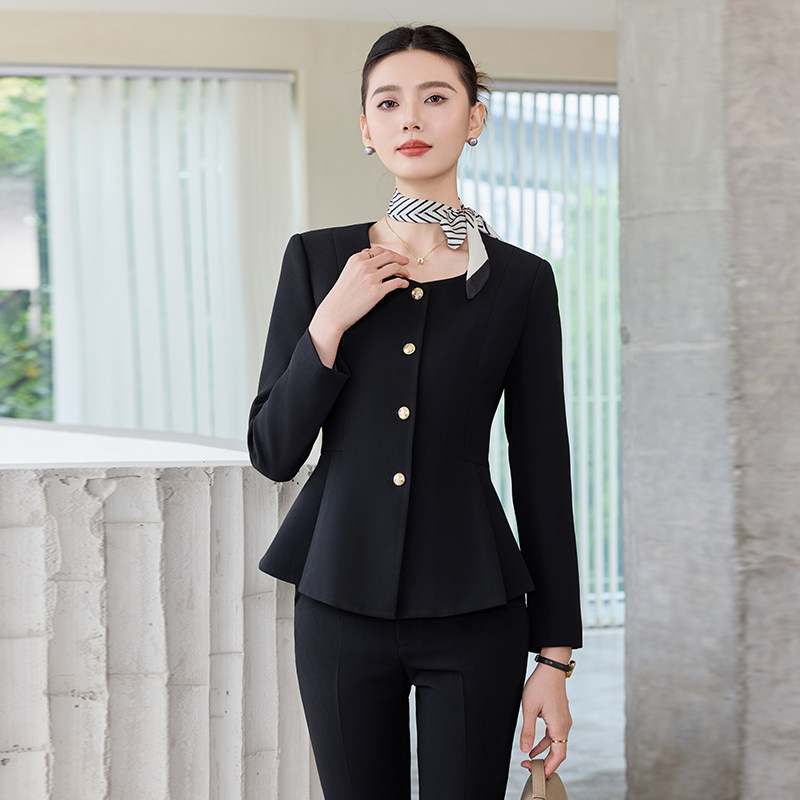 黑色长袖西装套装女2025新款秋季职业装OL风收腰工作服LQ