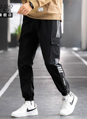 啄木鸟集团官方工装裤男多口袋宽松大码裤子青少年学生休闲长裤TZ