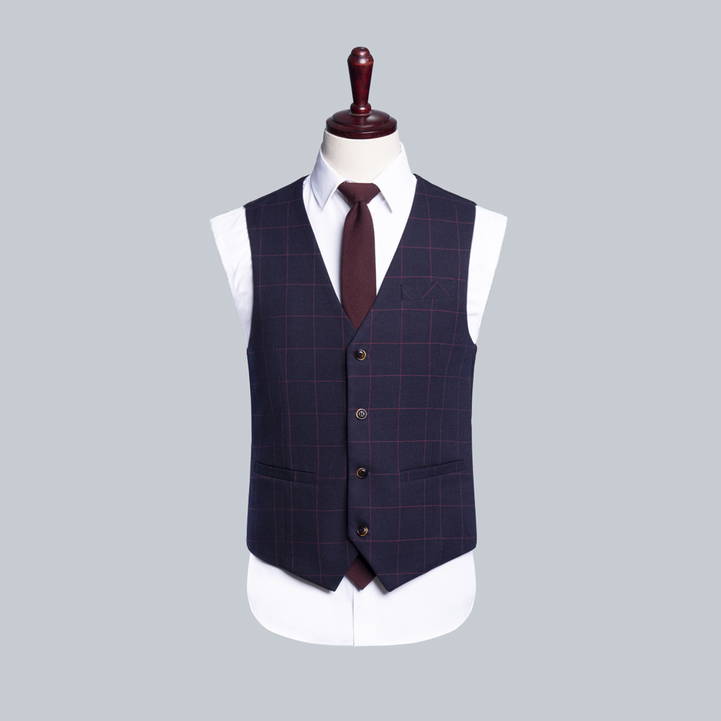 商务绅士风格子西装马甲男式修身礼服伴郎新郎西服马夹高级感LQ