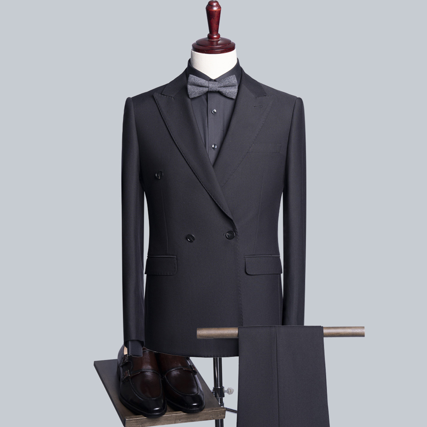 商务绅士风双排扣西服套装男修身新郎婚礼高档礼服两件套高级感LQ