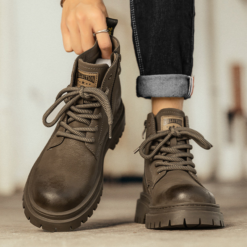 复古英伦风软底高帮工装马丁棉鞋