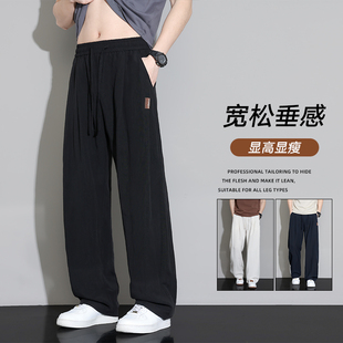 啄木鸟男士春季新款直筒青少年长裤子质感宽松百搭休闲阔腿裤子TZ