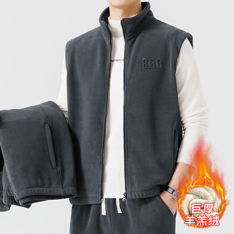 啄木鸟集团官方羊羔绒马甲男加绒加厚立领保暖背心外套绒感夹克TZ,男装,常规马甲,淘宝优惠券,粉丝福利购,淘宝优惠卷
