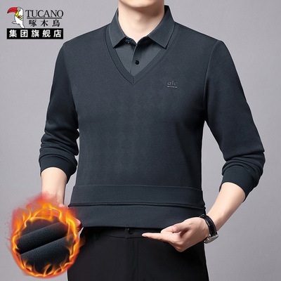 啄木鸟针织衫男款长袖假两件