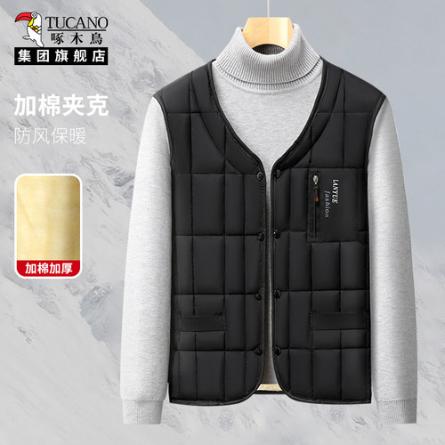 啄木鸟加绒加厚马甲男款冬季新款