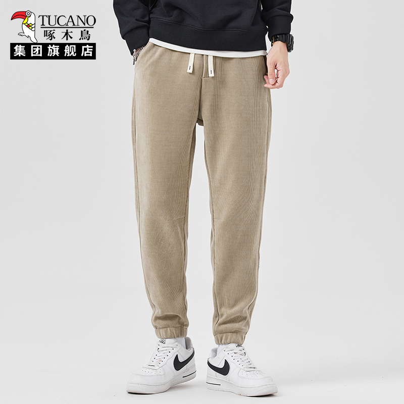 啄木鸟男士灯芯绒宽松束脚卫裤