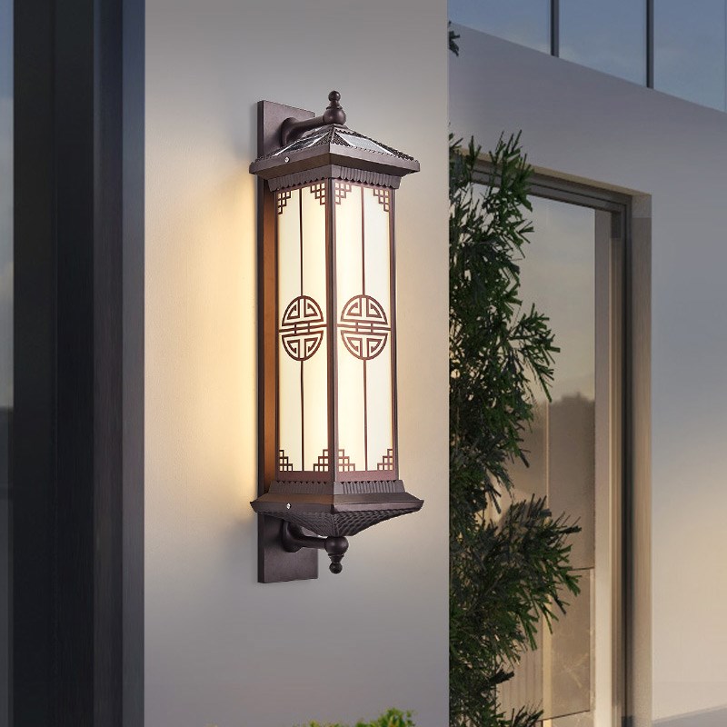 太阳能庭院壁灯户外防水r壁灯别墅大门两侧门柱灯外墙墙壁灯新中