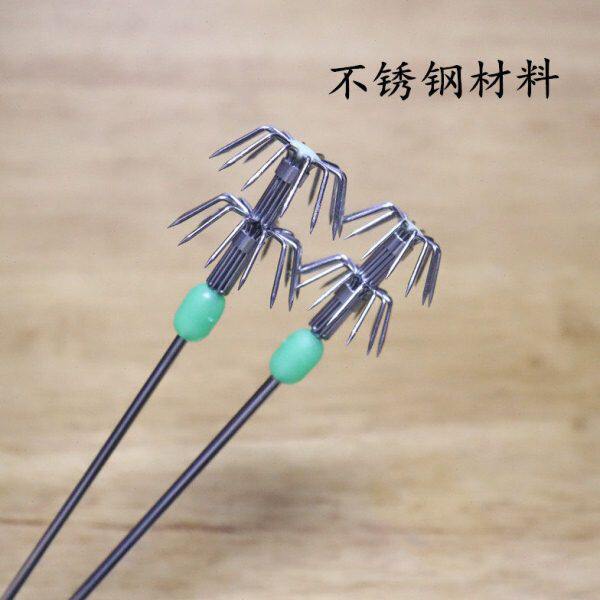 长柄铁杆鱿鱼钩不锈钢伞钩活饵钩鱿鱼章鱼墨鱼钩不锈钢10个钩针