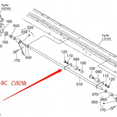 久保田新款方头SPV-8C插秧机纵向传送凸轮轴（原厂）-42420