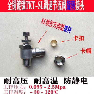 全铜气动单向调速节流阀TKT-SL8-01/8-02/8-03/8-02G卡套气管接头