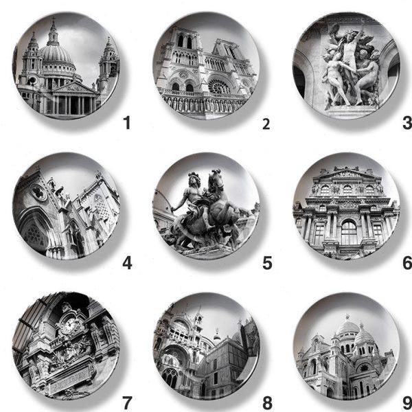 世界雕塑黑白挂盘欧式装饰摆盘 墙面装饰盘 圆盘画盘挂墙盘子碟子,家居饰品,工艺画,淘宝优惠券,粉丝福利购,淘宝优惠卷