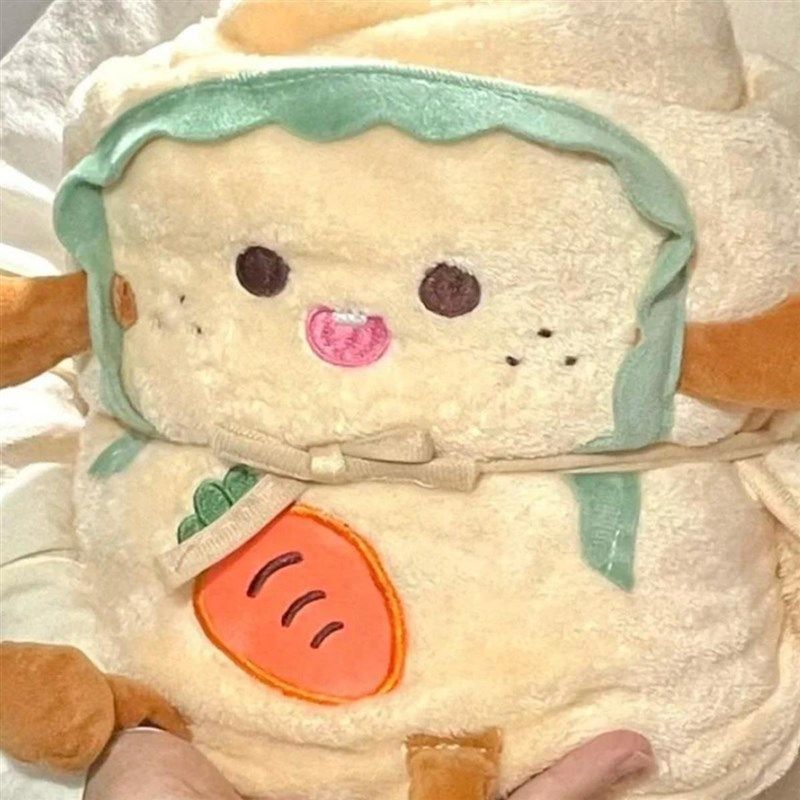 卡通吐司毛绒卷毯办公p室午睡面包法兰绒小毯子空调单人可收纳毯