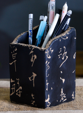 创意新中式笔筒教师节礼品博古架饰品书房书桌书架小摆Z件书法笔