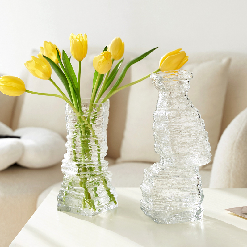 不规则花瓶玻璃摆件艺术轻奢样板房干花H软装搭配电视柜客厅高级