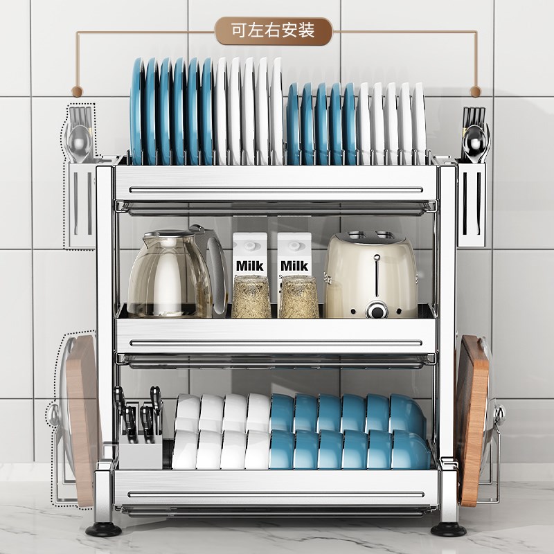 304不锈e钢厨房碗架沥水架碗碟置物架家用碗柜放碗盘碗筷收纳架子