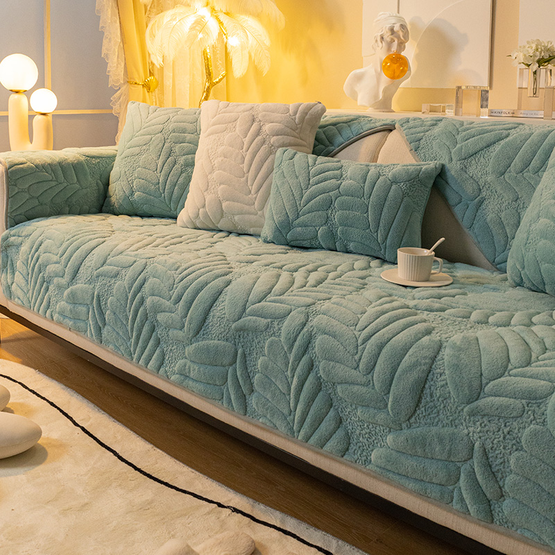 珊瑚绒毛绒沙发垫加厚防滑坐垫皮沙E发套罩现代简约冬季沙发盖布