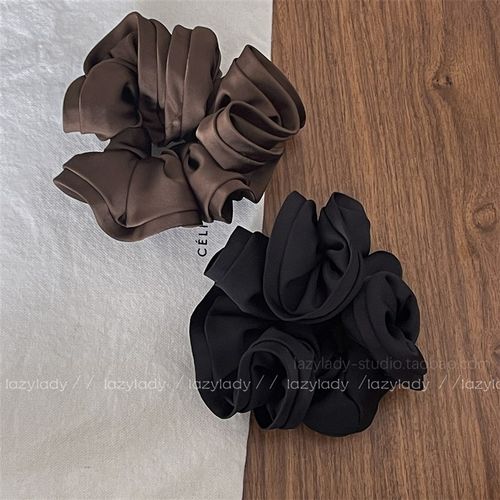 气质优雅百搭肠圈 花苞木耳花边缎面发圈 简约高雅W发绳马尾头花