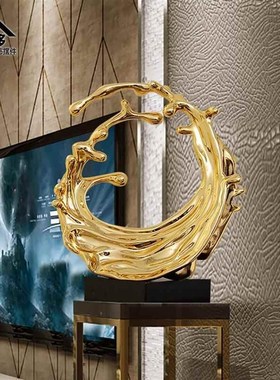 水花抽象雕塑玄关装饰品客厅落地摆件样板间软装酒Y店大堂摆设