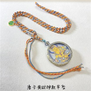 唐卡纯手工绘制佛牌吊坠黄y财神男女款 吊坠挂坠11
