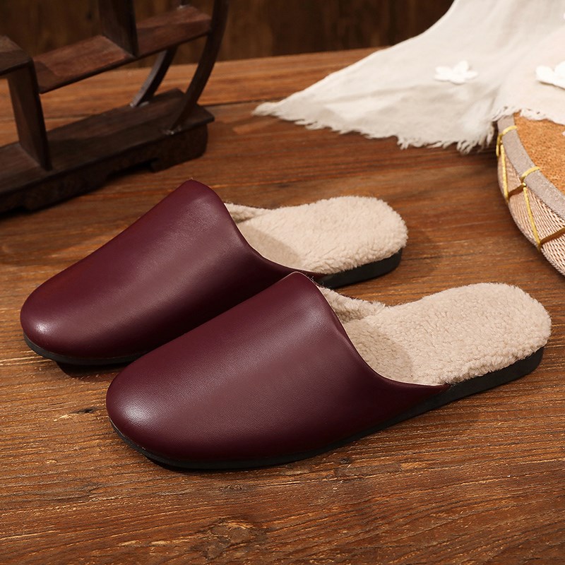 冬季真皮羊皮居家棉拖鞋s男女情侣室内防滑保暖加绒保暖羊毛拖鞋