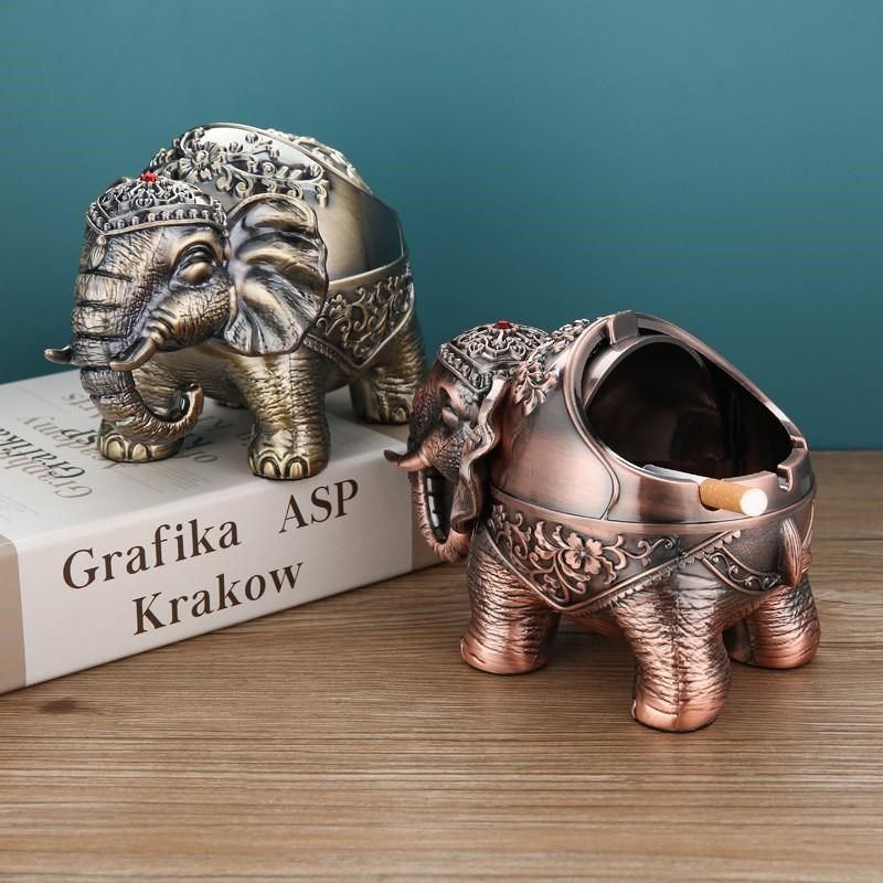 大象烟缸欧式烟灰缸家用客厅创意个性F潮流防飞灰轻奢办公室带盖