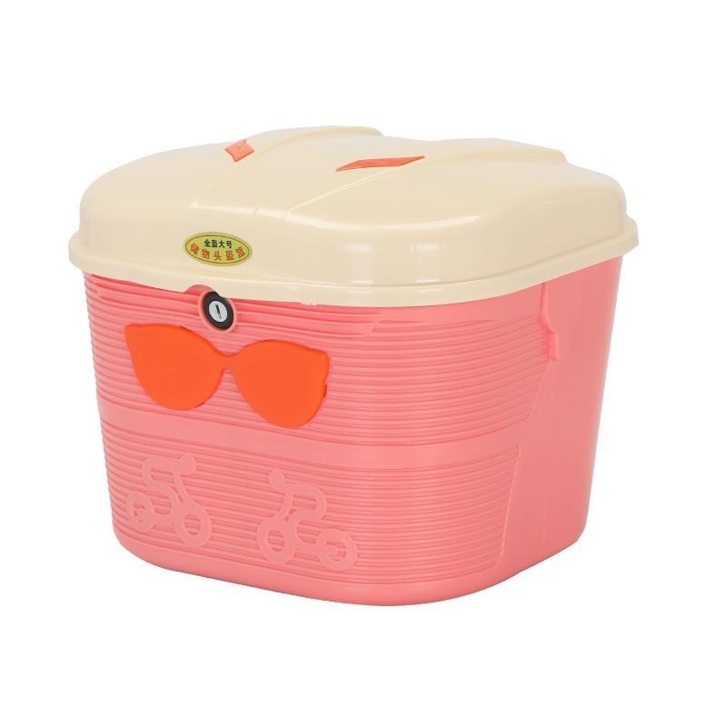 通用型车篮电动车前带锁防雨车篮大容量头盔收纳V菜篓加厚储物箱