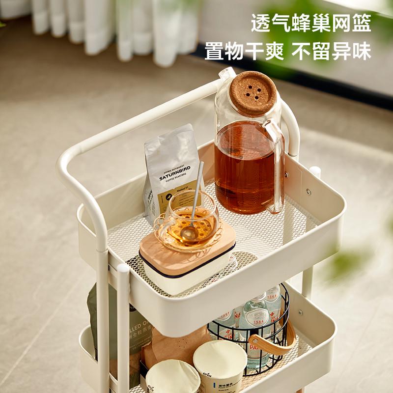 卡尼欧北风e可移动带轮法白色推车客厅置物架子收纳储物LH小393