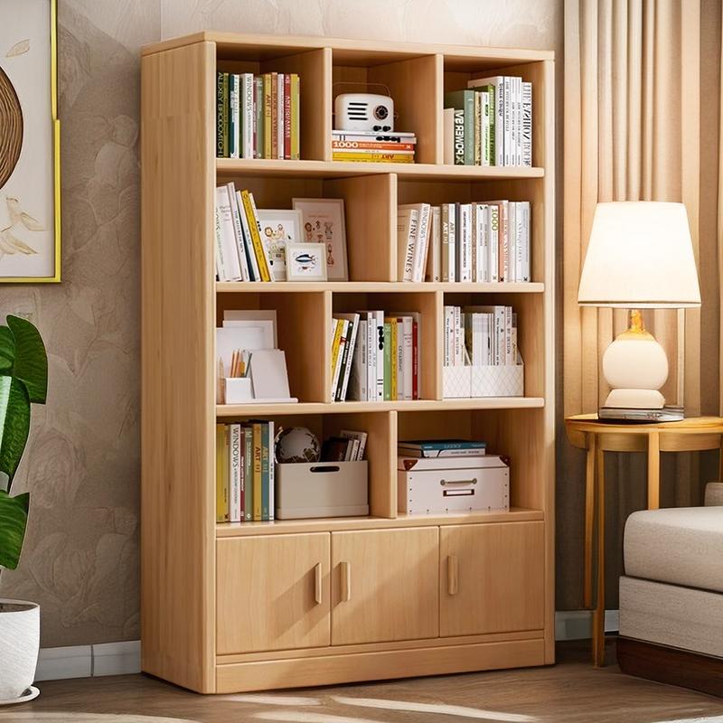 书架落地置物架实j木生态板学生多层收纳家用书柜客厅靠墙储物柜