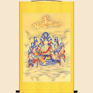 明清复古版 天龙八部龙众画像 那伽龙神像画绢布卷轴挂画装饰画