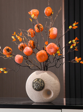事事如意柿子摆件新中式花瓶客厅玄D关电视柜家居乔迁装饰轻奢高