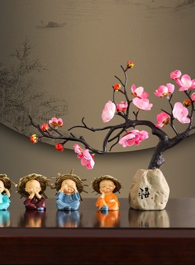 中式古典禅意小和尚摆件家居客厅C装饰工艺品书房玄关办公室摆设