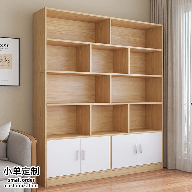 书架落地家用收纳柜客厅靠墙带门把子储物柜子书房简易置物架书柜