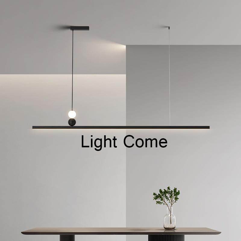 高亮led一字长条吊灯黑色拉丝航空铝材餐厅吧台前台办公室灯具饰