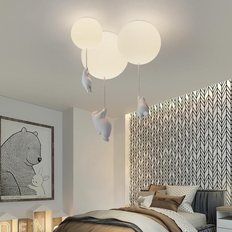 卡通儿童房吸顶灯过道玄关吸顶灯卡通创意小熊温馨男女孩卧室灯具