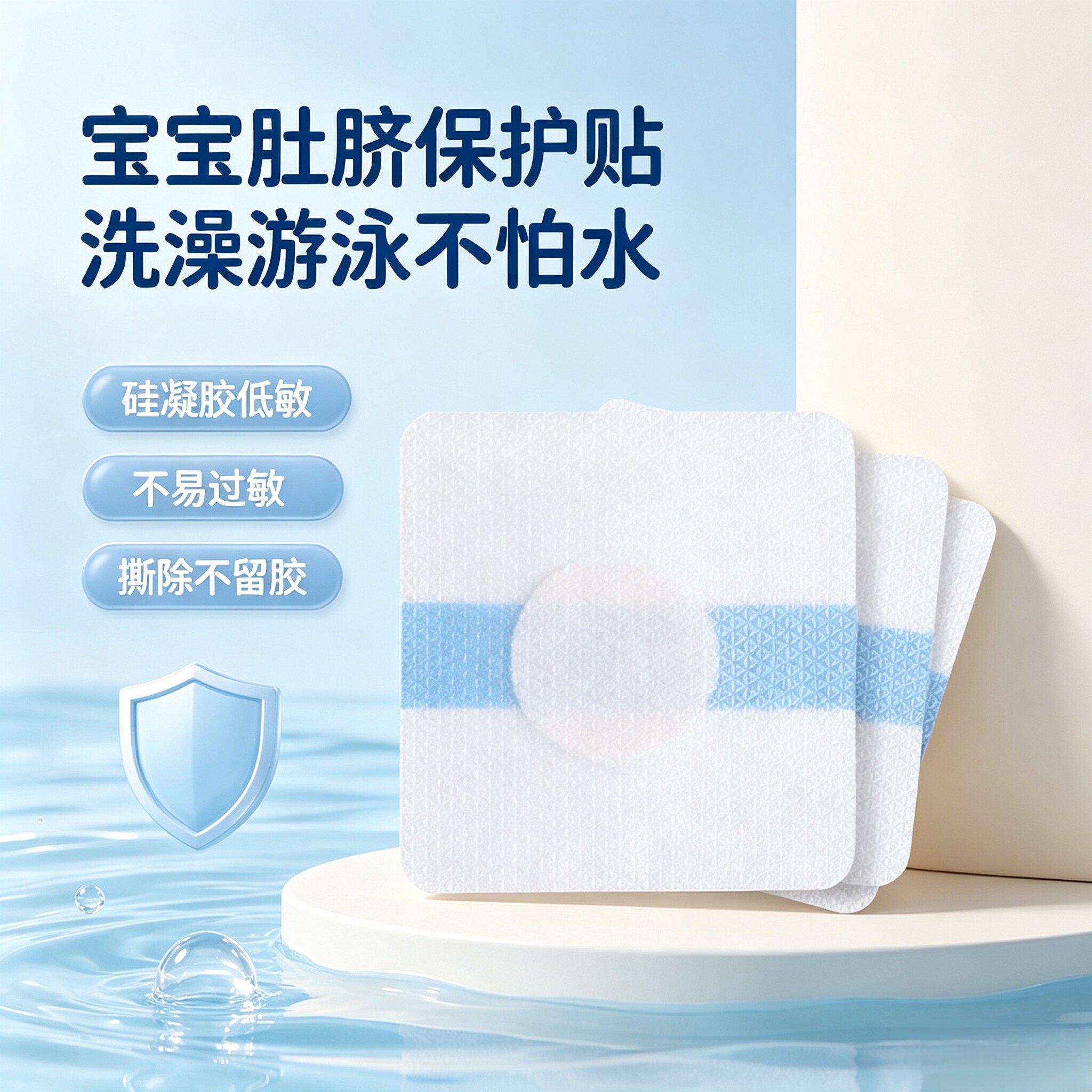 硅凝胶贴肚脐贴婴幼儿儿童三伏贴无纺布穴位空贴PU防水透气膏药贴