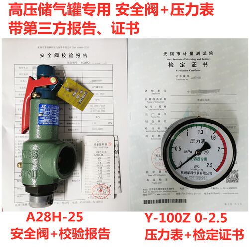 A28H-25安全阀+压力表检测套餐 激光切割高压储气罐专用