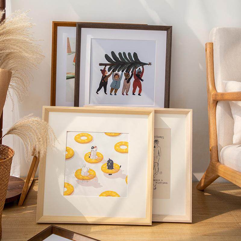 正方形相框实木国画框挂墙书法字画框38 50任意尺寸外框画框装裱