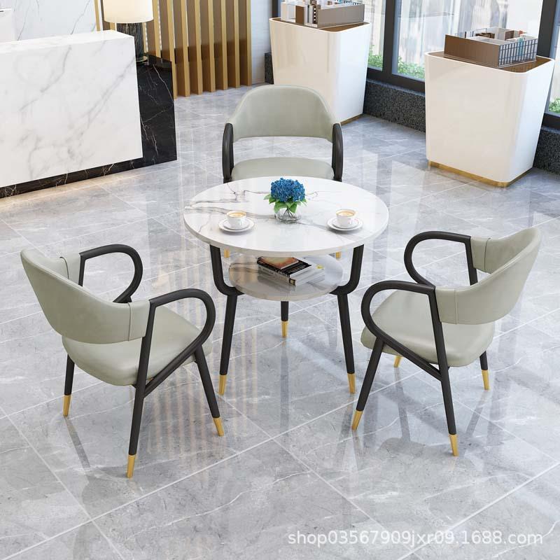 桌椅组合休息区谈判咖啡厅会客简约奶茶店商务接待双层小圆桌商用