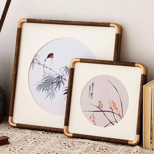 实木画框装裱38新中式国画框字画书法相框挂墙33婚书框50铜角框架