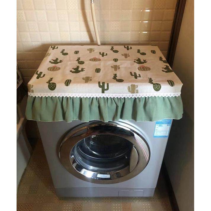 RI0T新品田园风格仙人球滚筒洗衣机防尘罩桌布茶几床头电视柜麻将