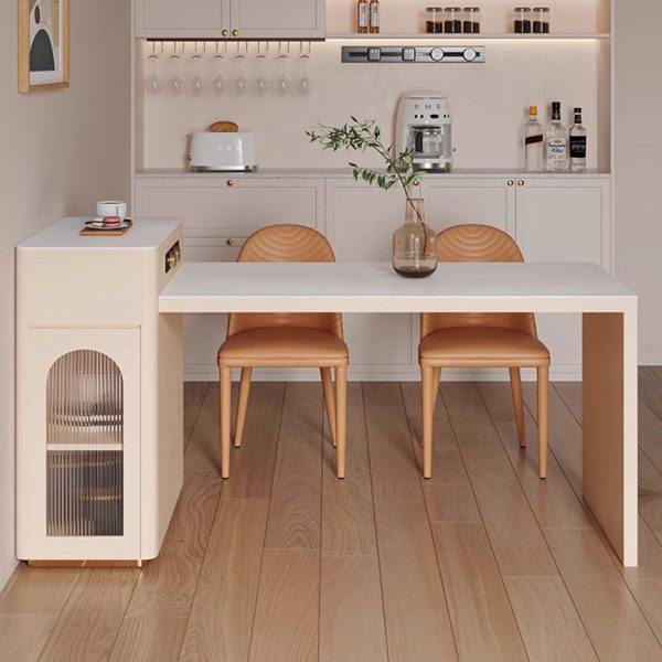 法式岛台餐桌一体可伸缩家用奶油风多功能带电磁炉岩板餐桌小户型,住宅家具,岛台餐桌,淘宝优惠券,粉丝福利购,淘宝优惠卷