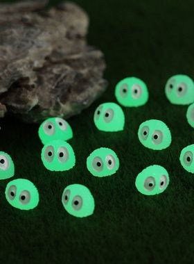 微景观园林装饰发光煤球呆萌宫崎骏迷你夜M光小煤球摆件桌面配饰